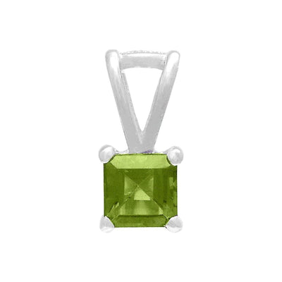 Dije Oro Blanco 14k Cuadrados con Peridoto