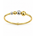 Brazalete de Dama Oro 10k Rígido Bicolor con Bolitas Graduadas