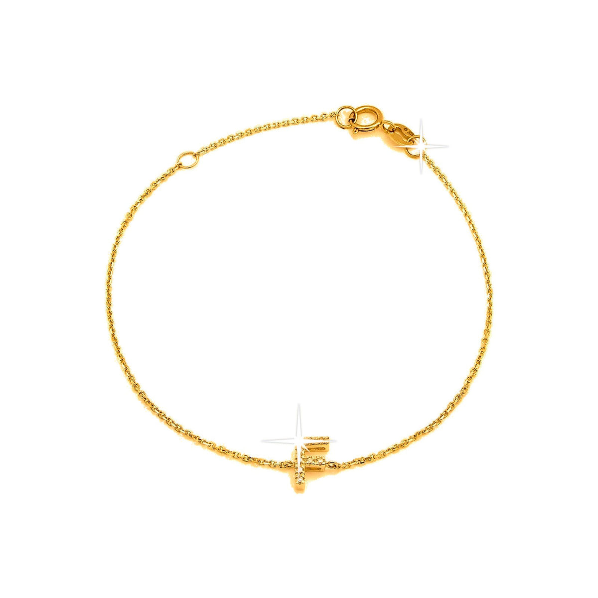 Brazalete de Dama Oro 14k Inicial con Diamantes Naturales