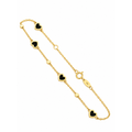 Brazalete de Dama Oro 14k con Corazones de Ónix Negro