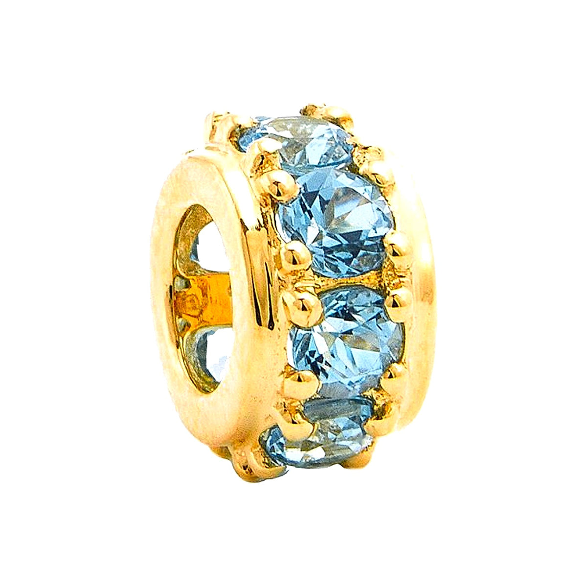9.5mm Dije Oro 14k Redondos con Topacio Azul