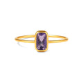 Anillo de Dama Oro 14k Amatista Rectangular Bezel