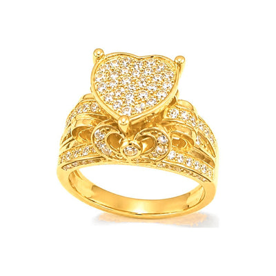 Anillo de Dama Oro 10k Corazon Pave Lazo