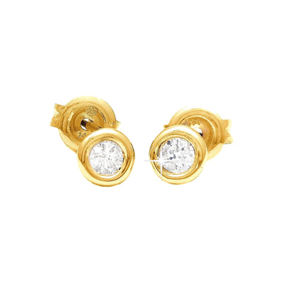 Aretes de Dama Oro 14k Redondos con Diamantes Naturales