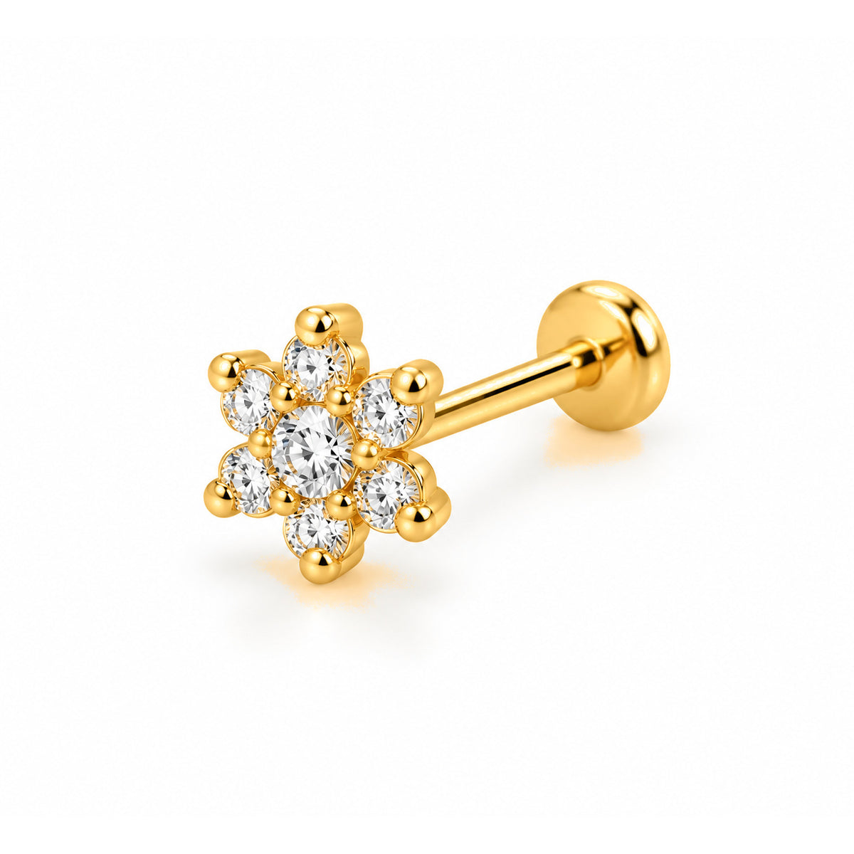 Piercing de Cartílago Oro 14k Flor de Circonios