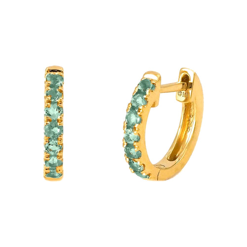 10.2mm Aretes de Dama Oro 14k Argolla Redondos con Gree Garnet