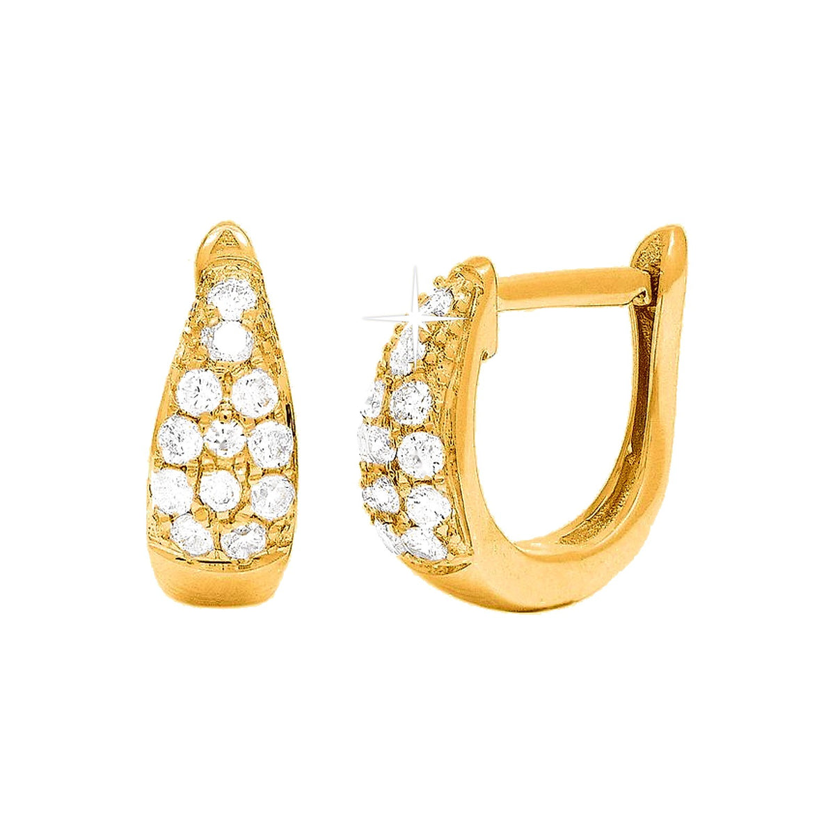 Aretes de Dama Oro 14k Argolla Redondos con Diamantes Naturales