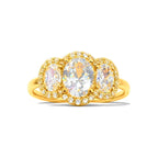 Anillo de Dama Oro 10k Trilogía con Halo
