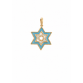 Dije Estrella de David Oro 14k Esmalte Turquesa con Circonios