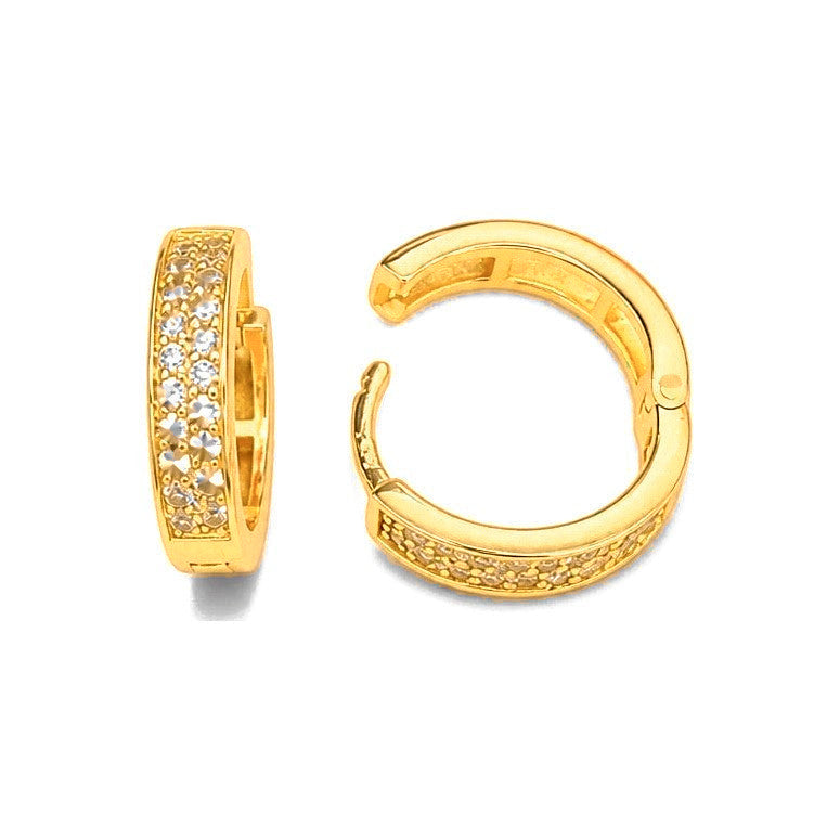 Aretes de Dama Oro 10k Aro Pavé Circonios
