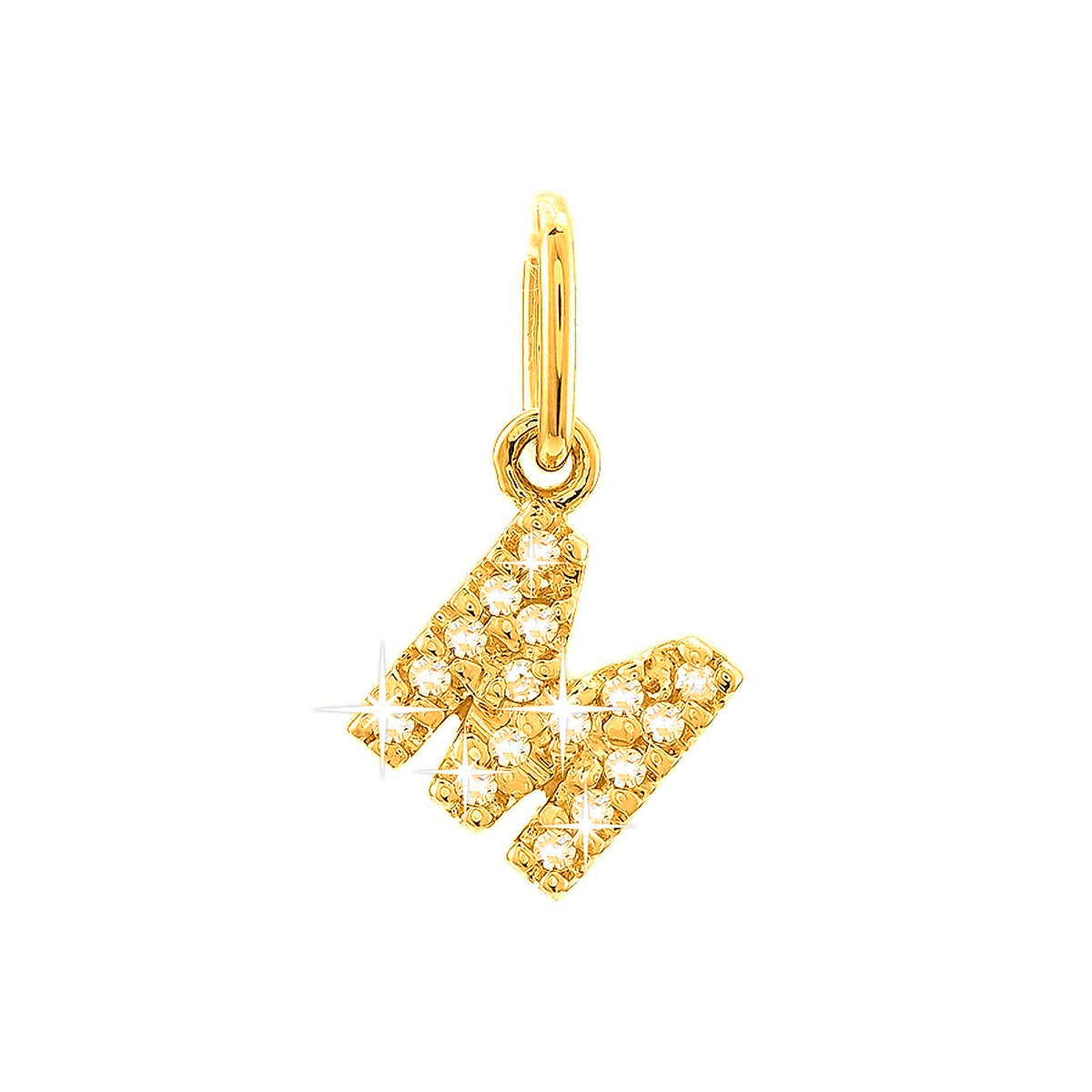 12mm Dije Oro 14k Inicial Pavé con Diamantes Naturales