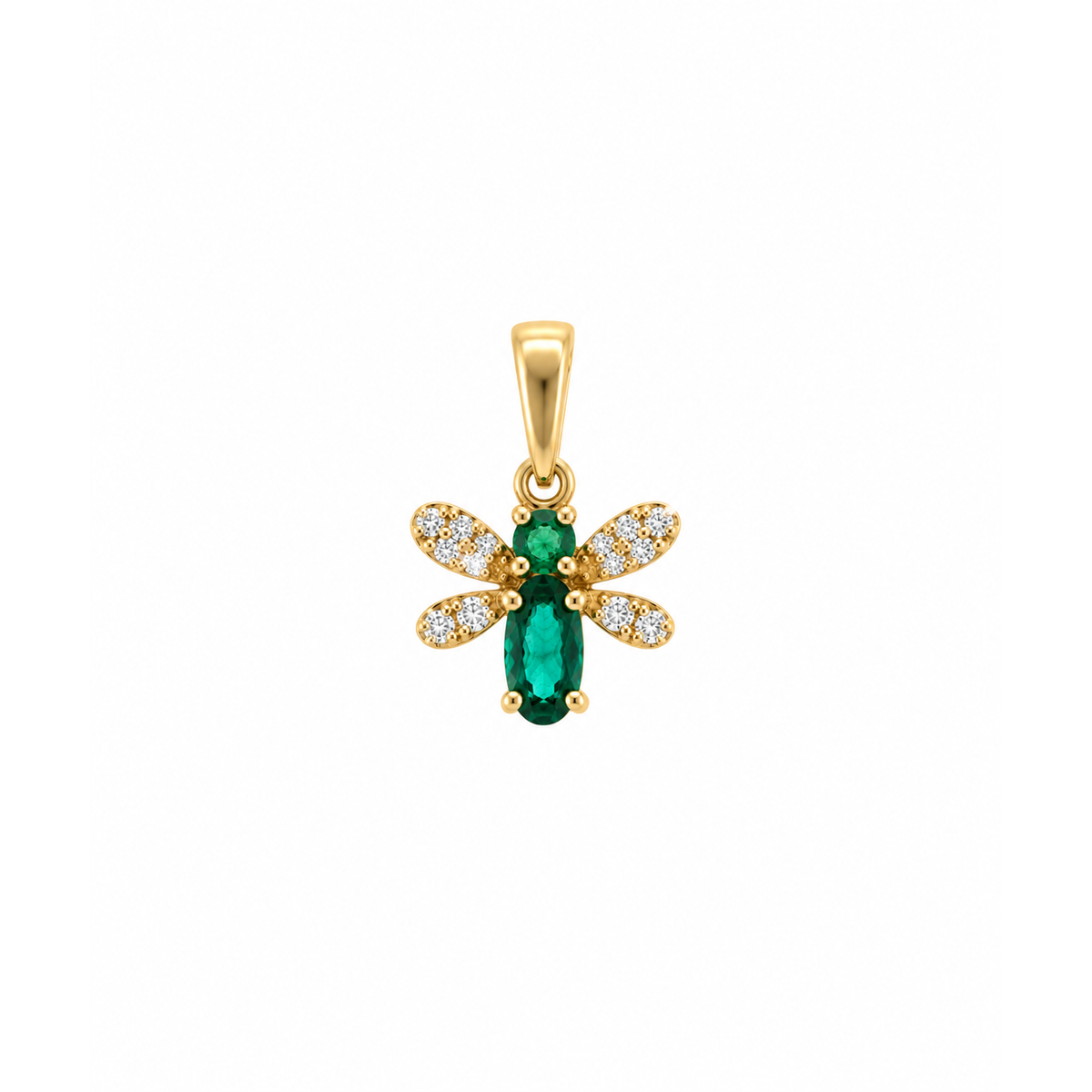 Dije Insecto Oro 14k con Esmeralda y Diamantes Naturales