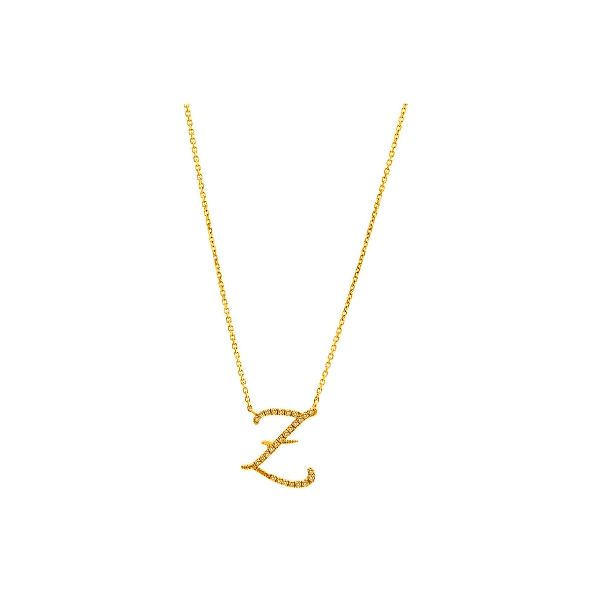 Collar Oro 14k Inicial Pavé con Diamantes Naturales