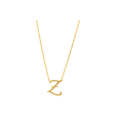 Collar Oro 14k Inicial Pavé con Diamantes Naturales