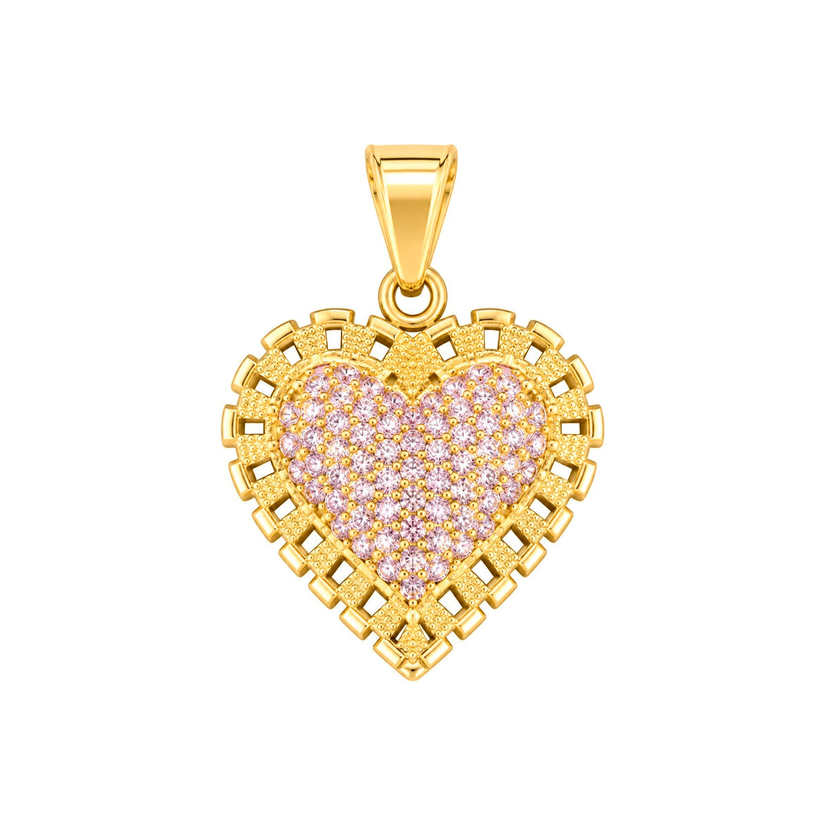 Dije Corazón Oro 10k con Circonios Rosados