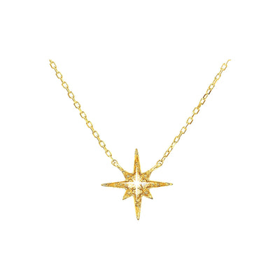 10mm Collar Oro 14k Estrella Pavé con Diamantes Naturales