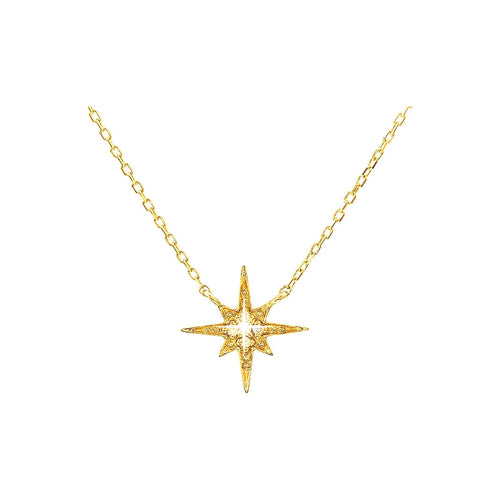 10mm Collar Oro 14k Estrella Pavé con Diamantes Naturales