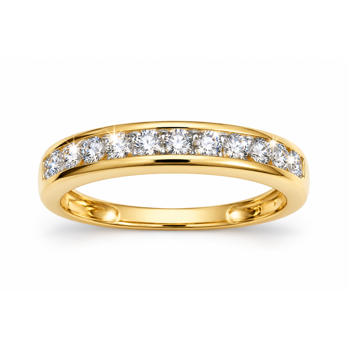 Anillo de Matrimonio para Dama Oro 10k Canal de Diamantes Naturales