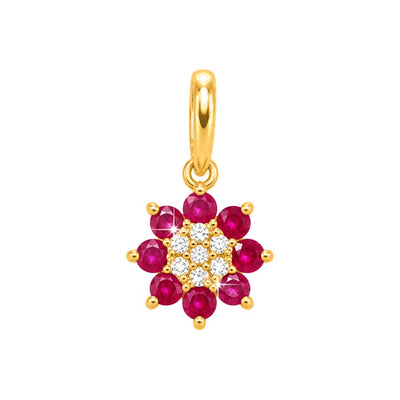Dije Flor de Rubíes con Diamantes Naturales Oro 14k