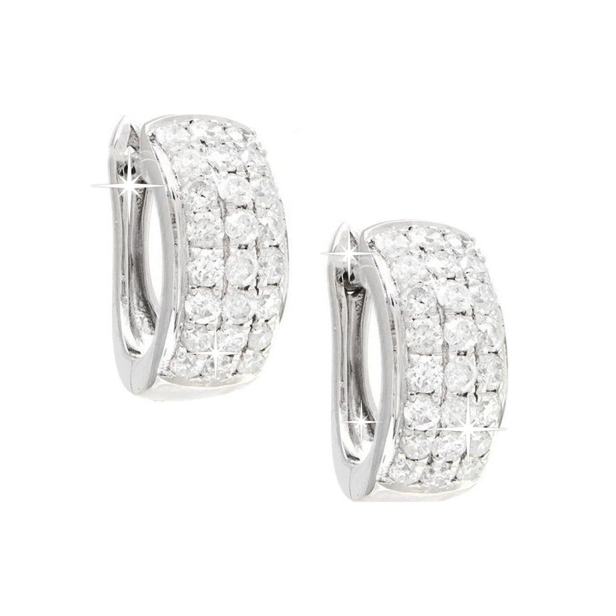 5x11mm Aretes de Dama Oro Blanco 14k Argolla Redondos con Diamantes Naturales