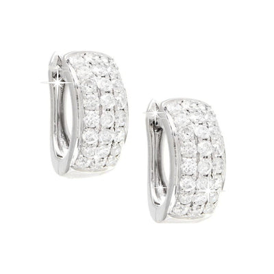 5x11mm Aretes de Dama Oro Blanco 14k Argolla Redondos con Diamantes Naturales