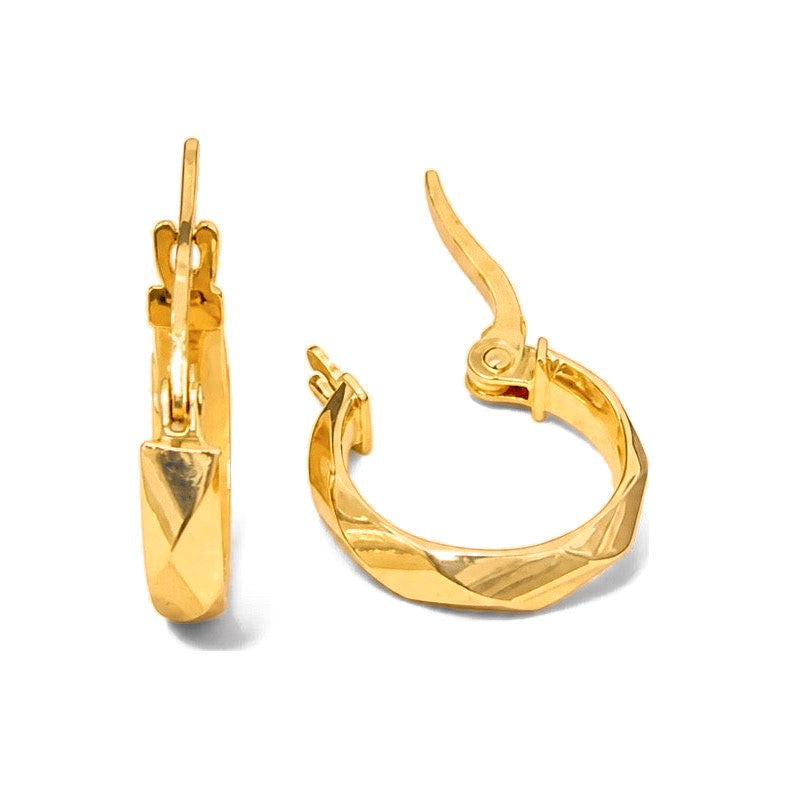 Aretes de Dama Oro 10k Aro Facetado