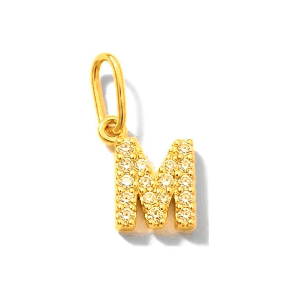 Dije Letra M Oro 14k con Diamantes Naturales