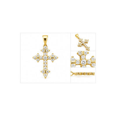 Dije Cruz Oro 14k Florenzada con Circonios