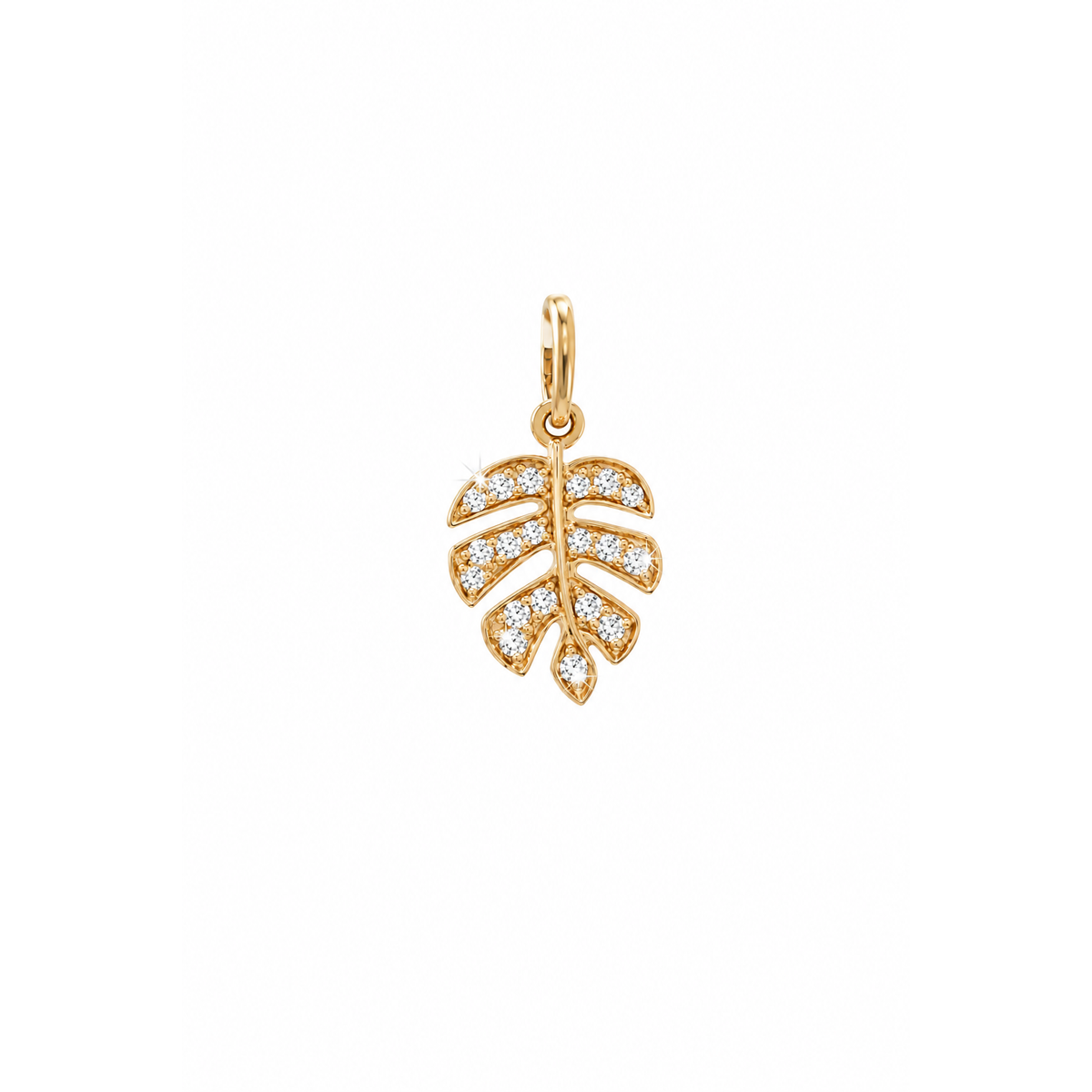Dije Hoja de Monstera Oro 14k con Diamantes Naturales