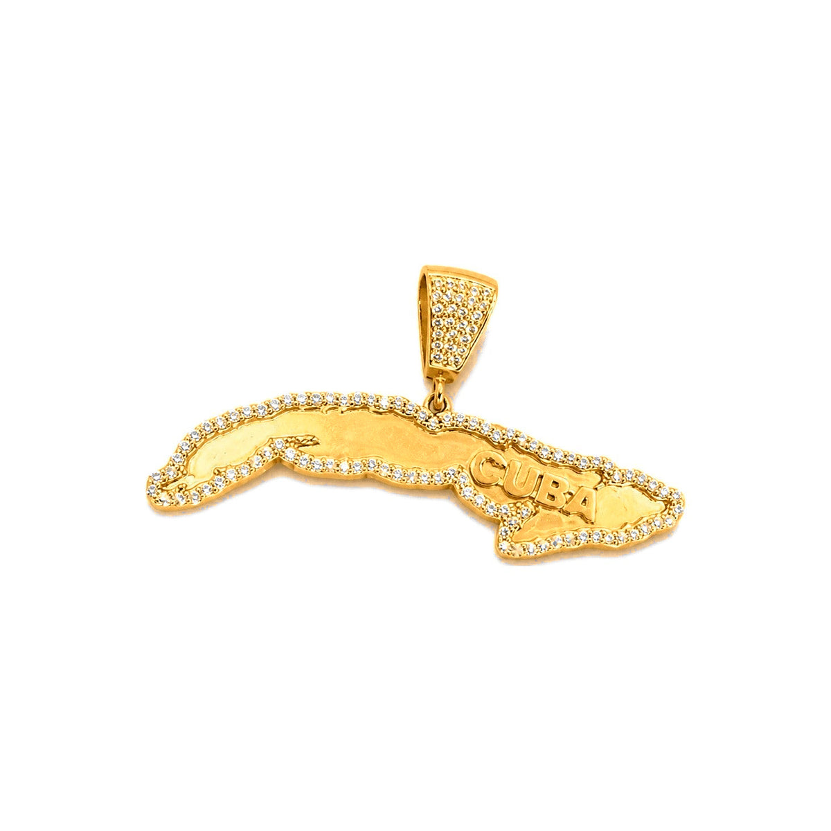 Dije Mapa de Cuba Oro 14k con Circonios
