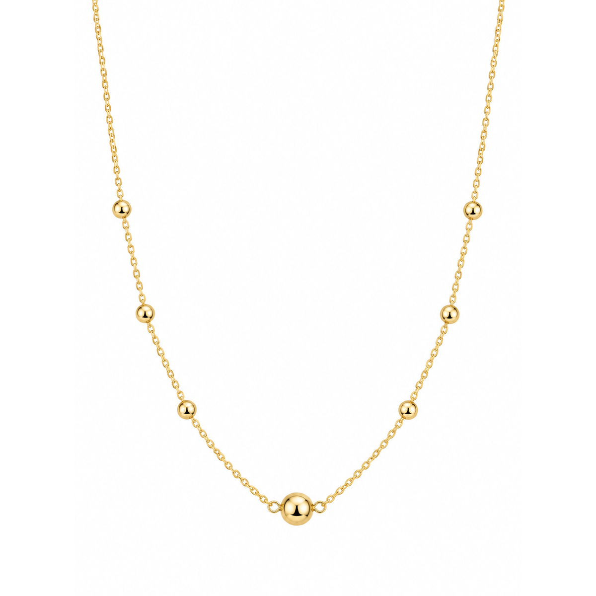 Cadena Oro 14k Bolitas con Esfera Central