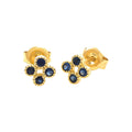 Aretes de Dama Oro 14k Redondos con Zafiro