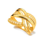 Anillo de Dama Oro 10k Bandas Cruzadas con Circonias