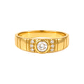Anillo de Hombre Oro 10k Banda Acanalada Circonio