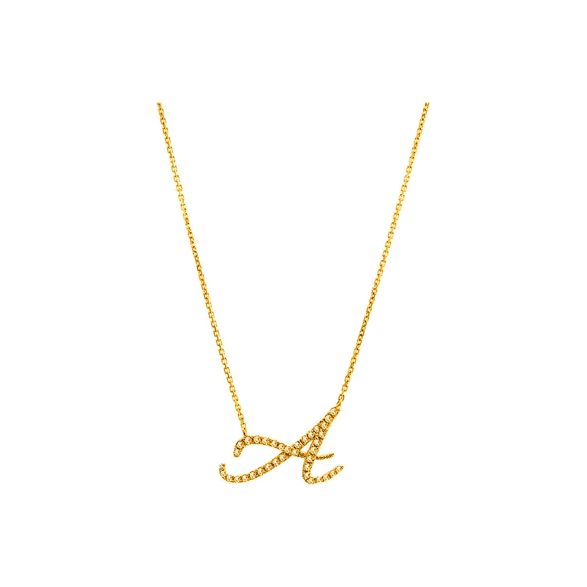 18mm Collar Oro 14k Inicial Pavé con Diamantes Naturales