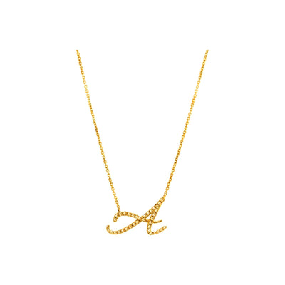 18mm Collar Oro 14k Inicial Pavé con Diamantes Naturales