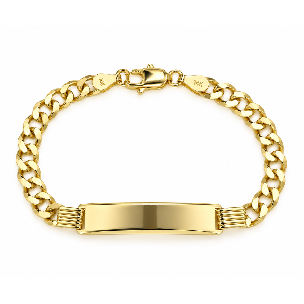 5mm Brazalete Infantil Oro 14k Cubano con Placa 6 Pulgadas
