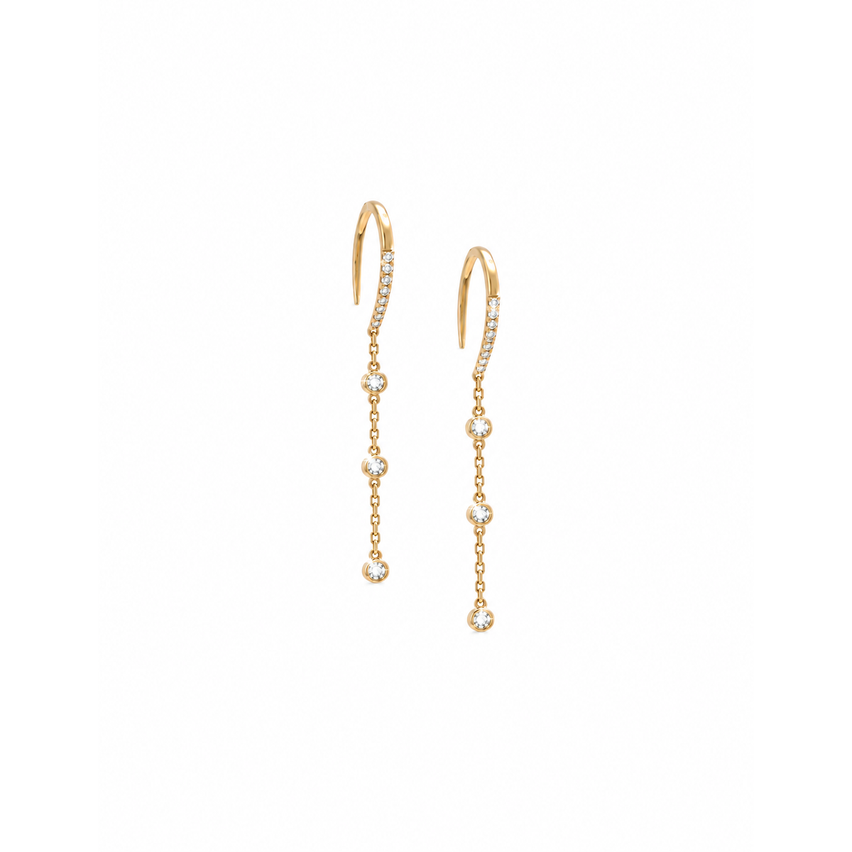 33.3mm Aretes de Dama Oro 14k Threader Colgantes con Diamantes Naturales
