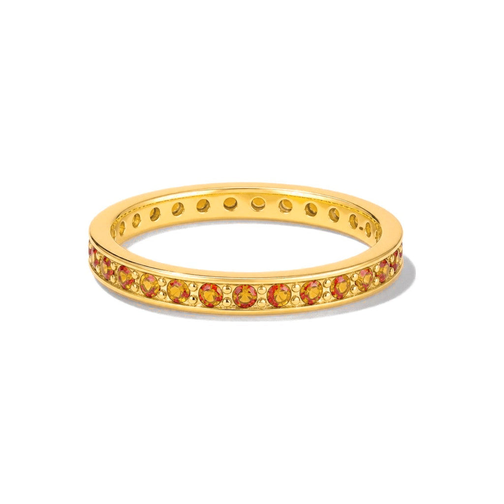 Anillo de Dama Oro 14k Eternity Circonios Naranja