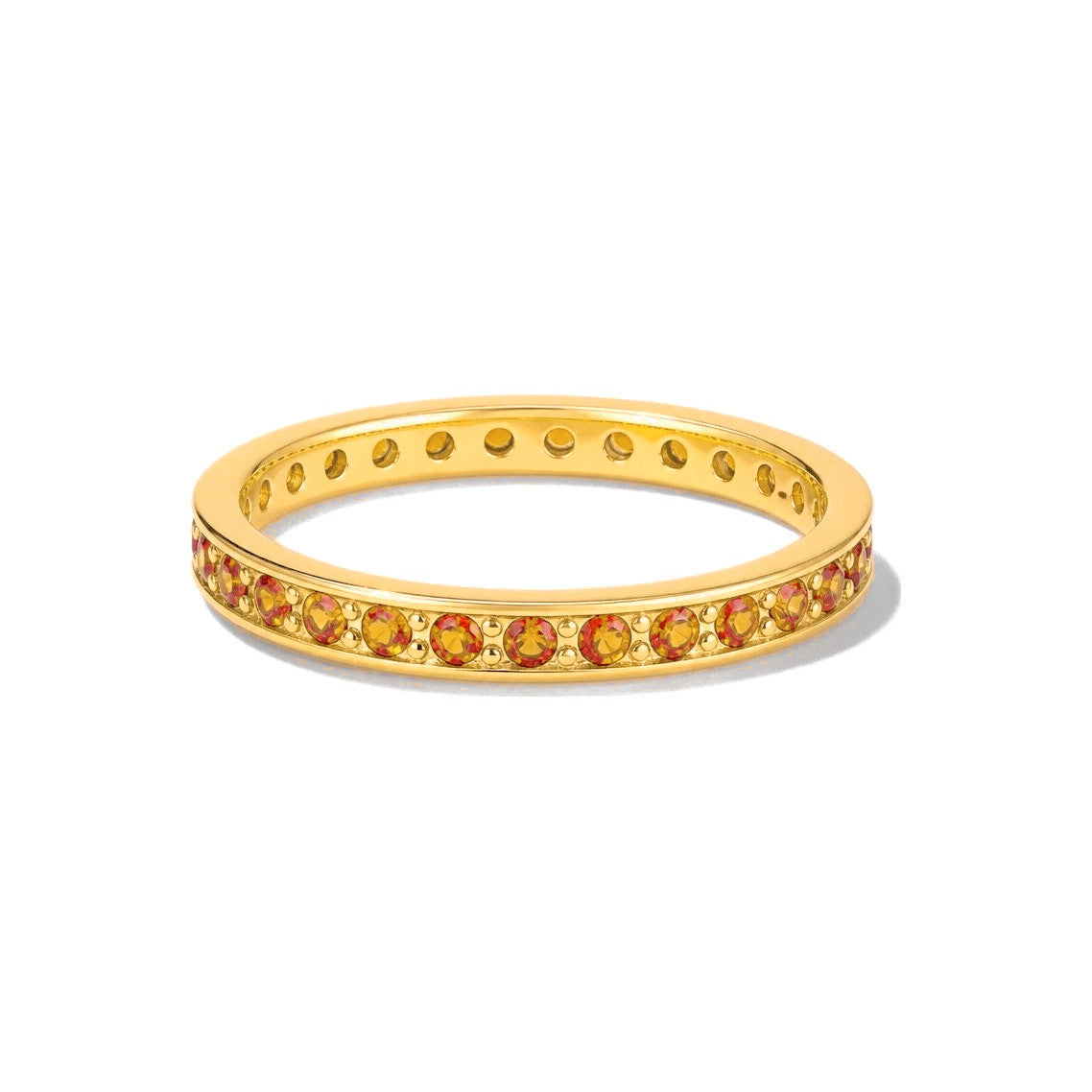 Anillo de Dama Oro 14k Eternity Circonios Naranja