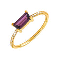 3.1x7.1mm Anillo de Dama Oro 14k Barra con Rhodolite y Diamantes Naturales