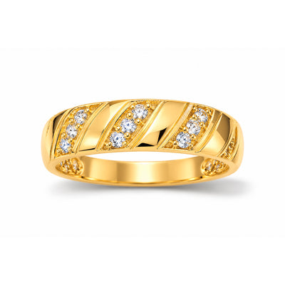 Banda de Matrimonio Dama Oro 14k Diagonal con Circonios