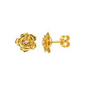 Aretes de Dama Oro 10k Flor Camelia con Circonio Central