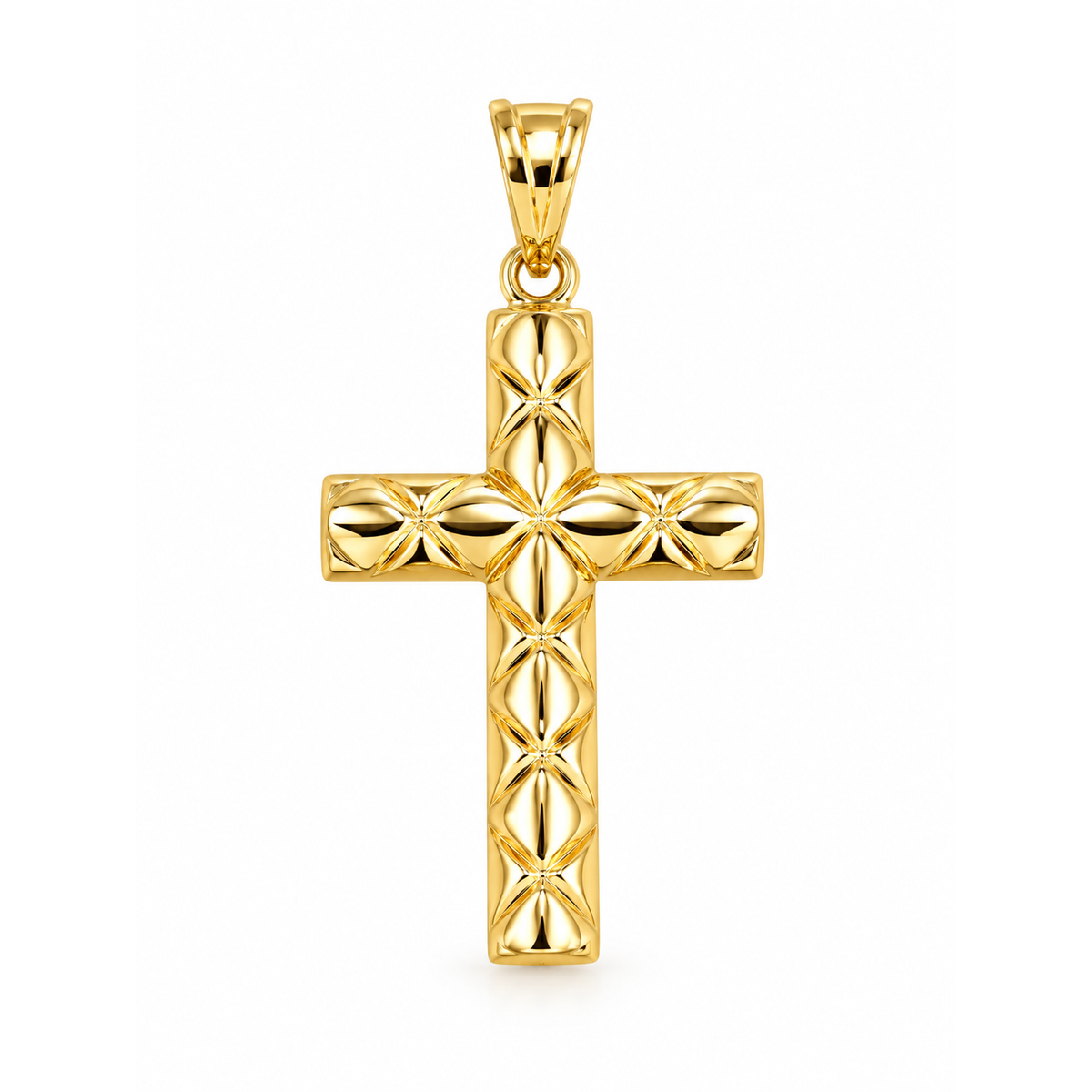 Dije Cruz Grabada Diamantada Oro 10k