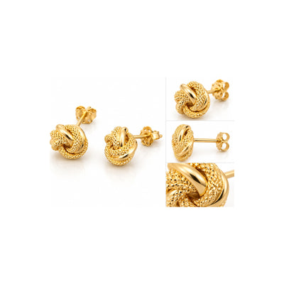 Aretes de Dama Oro 14k Nudo Liso y Diamantado