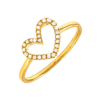 Anillo de Dama Oro 14k Corazón Pavé con Diamantes Naturales