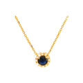 6mm Collar Oro 14k con Halo Redondos con Zafiro y Diamantes Naturales