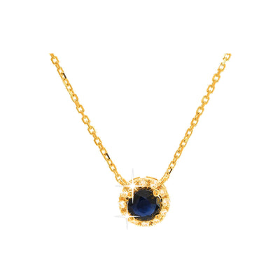 6mm Collar Oro 14k con Halo Redondos con Zafiro y Diamantes Naturales