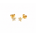 5mm Aretes de Dama Oro 14k Estrella con Diamantes Naturales