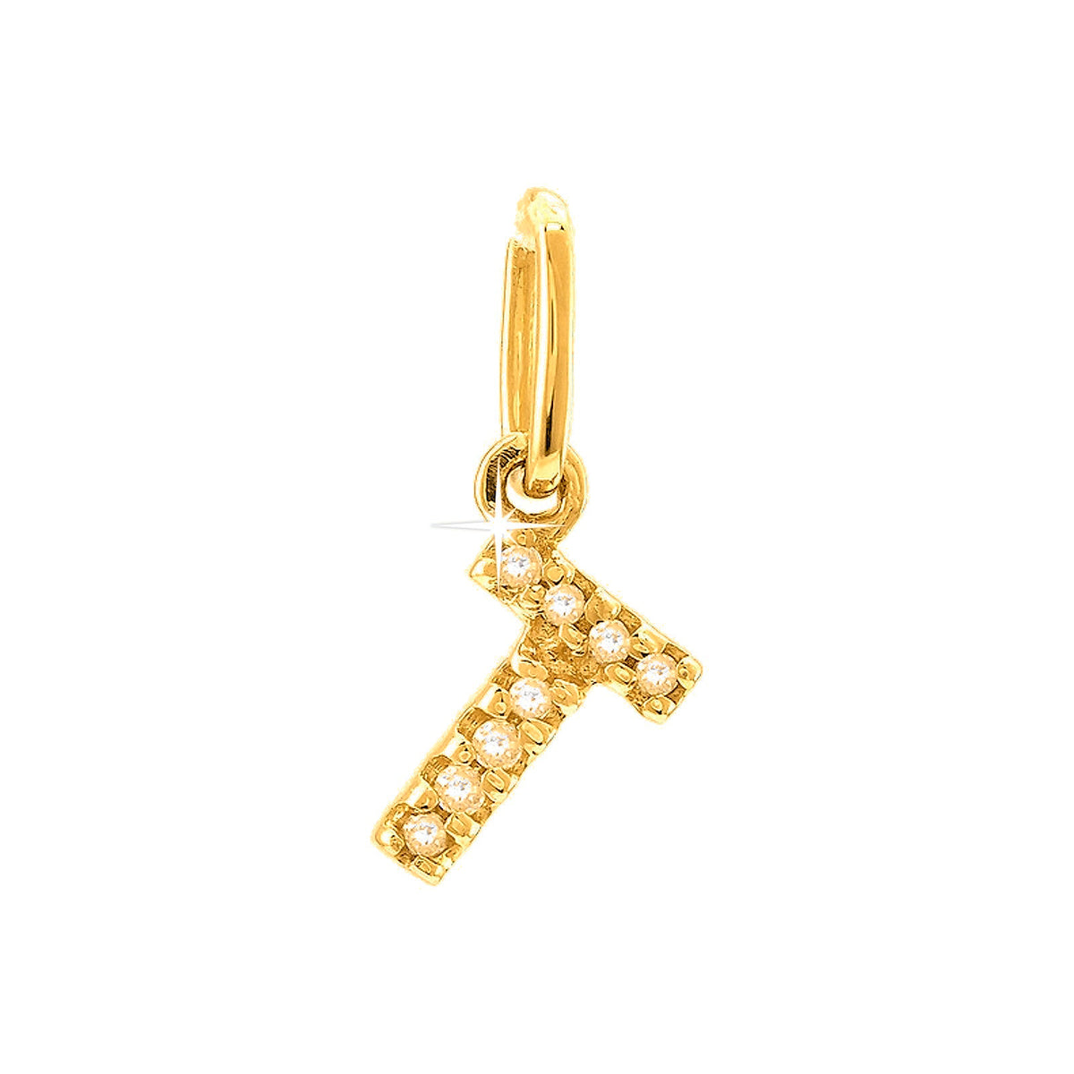 12mm Dije Oro 14k Inicial Pavé con Diamantes Naturales